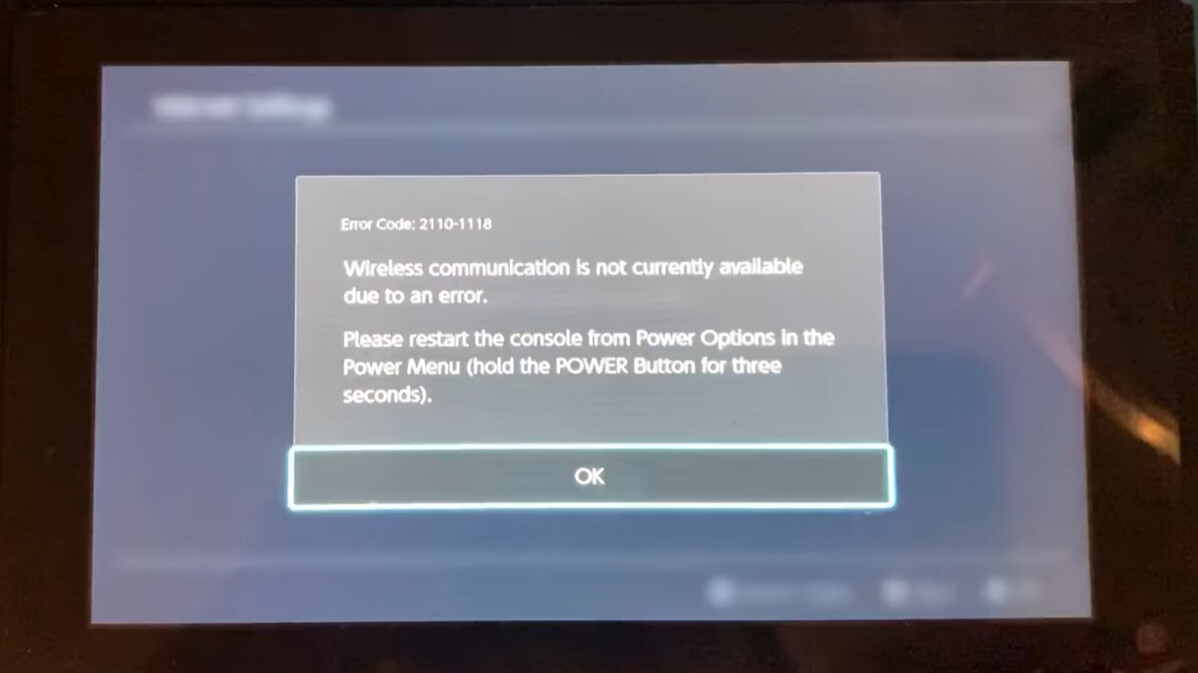 Switch Error 2110-1118, Wifi error - Nintendo Switch - TronicsFix